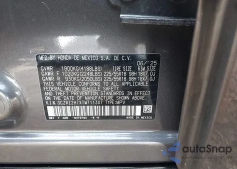 2026 Honda Hr-V Awd Ex-L z USA, uszkodzony, nr VIN 3CZRZ2H7XTM711307